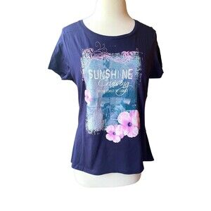 Anne L. Cruise Ship Women’s Short Sleeve Top/T-Shirt Blue Size M 40/42 High Low